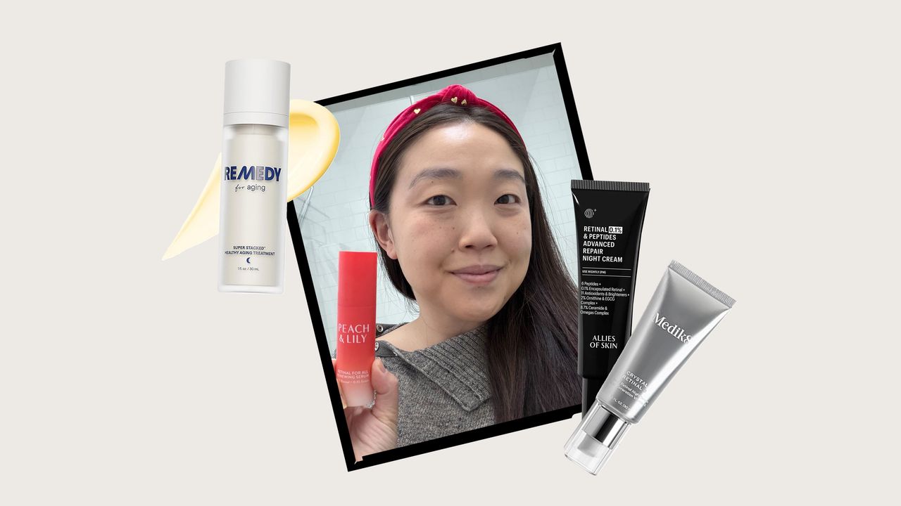 gładka skóra twarzy po użyciu kremu z retinolem oświetlona miękkim światłem